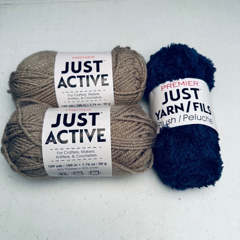 Premier Just Active Taupe & Just Yarn Plush Night Sky Bundle 3 Skeins
